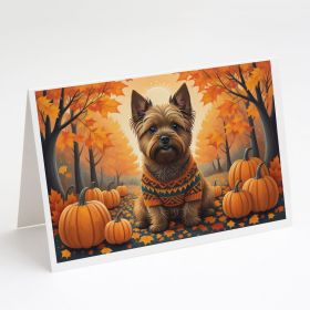 Cairn Terrier Fall Greeting Cards Pack of 8 Blank Cards with Envelopes Whimsical A7 Size 5x7 Blank Note Cards