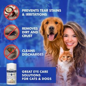 Pet Eye Wipes for Dogs Cats Puppies & Kittens 100 Count Natural and Aromatherapy Medicated Removes Dirt Crust and Discharge Prevents Tear Stain Infect