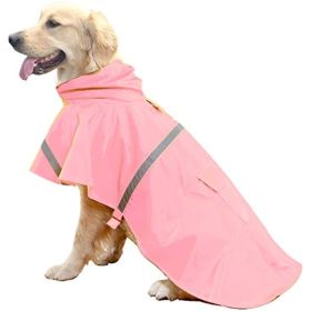 Dog Raincoats for Large Dogs with Reflective Strip Hoodie; Rain Poncho Jacket for Dogs (Color: B2-Orange, size: [L])