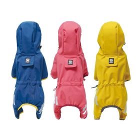 Small dog raincoat; body full surrounding; waterproof poncho pet clothes; with tow holes in the back (colour: turmeric, size: 2XL (recommended weight is 11-15kg))