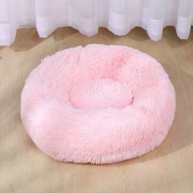 Dog Bed Super Soft Washable Long Plush Pet Kennel Deep Sleep Dog House Velvet Mats Sofa For Dog Basket Pet Cat Bed (Color: pink, size: 60cm)